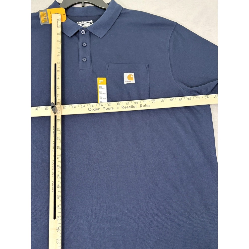 Carhartt NWT Men's Navy Blue 2XL Polo Loose Fit Short Sleeve Pocket Shirt - Picture 6 of 10